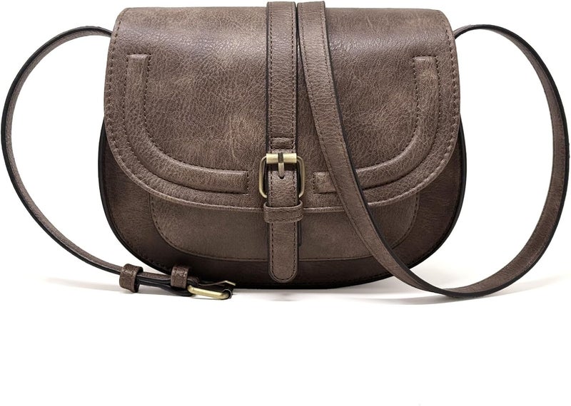 AFKOMST Crossbody Bags for Women,Small Saddle Purse and Boho Cross Body Handbags,Vegan Leather - Image 1